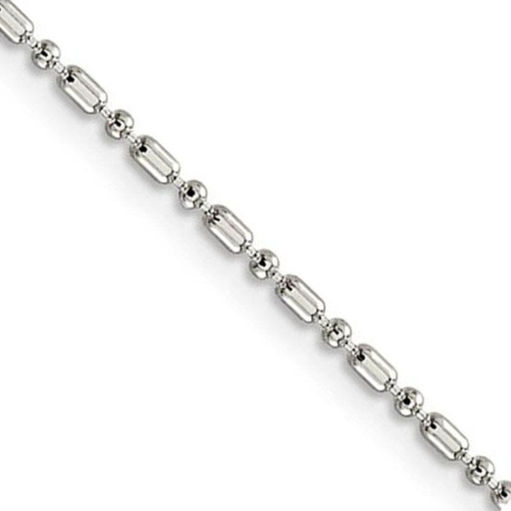 1.5mm Sterling Silver Solid Fancy Beaded Chain Necklace, 20 inch